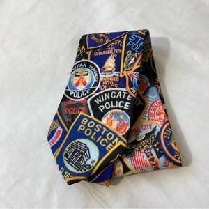 Ralph Marlin Police Patches Tie Mens Multicolor Nationwide Precincts Vintage